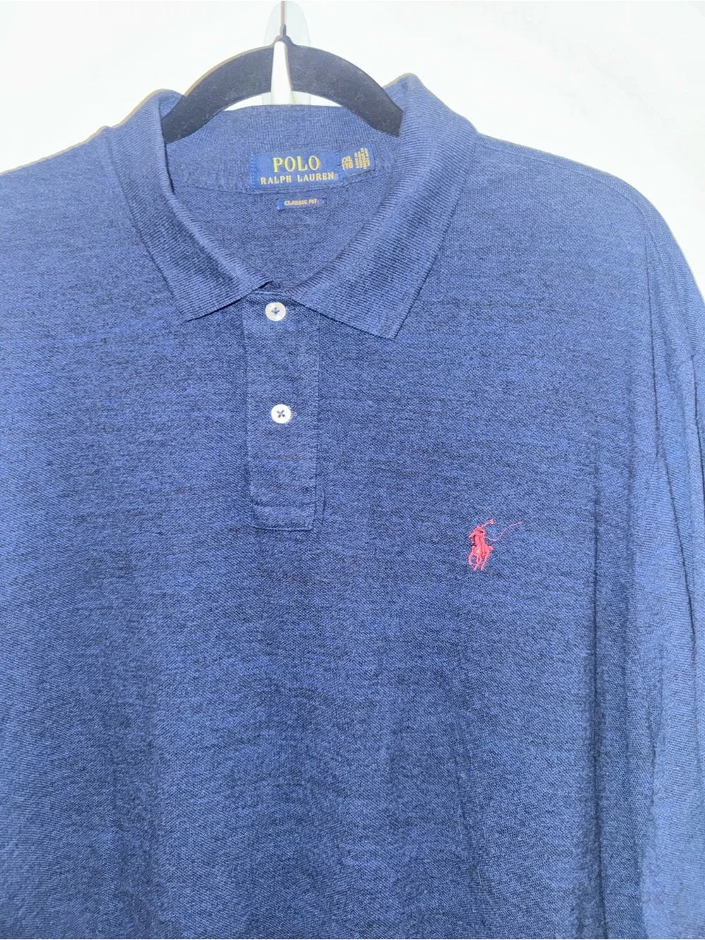Polo Ralph Lauren Heather Navy Blue Long Sleeve Polo Shirt XXL Preppy Classic